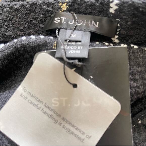 St. John Skirt Textured Intarsia Grid Print Knit Pull-On Mini Size Medium - Picture 3 of 7